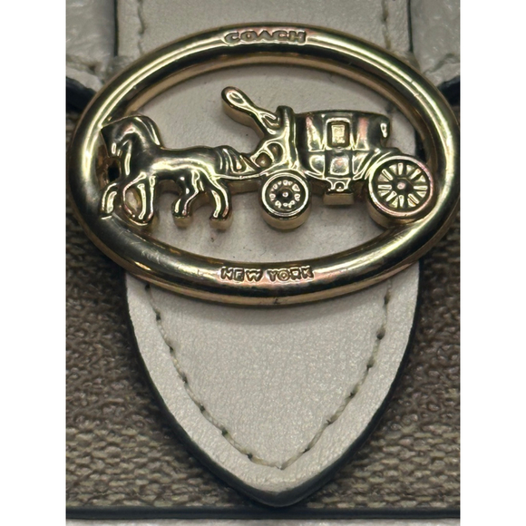 Women's Coach Beige & Brown Signature Bi-Fold Wallet One Size - Picture 2 of 9